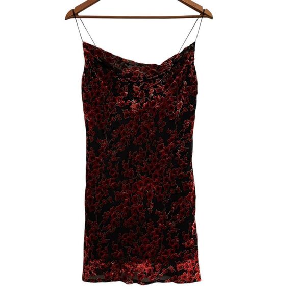 Princess Polly NWT Velvet Merlot Red Black Witchy Grunge Valentine Mini Dress 6 - Picture 2 of 12
